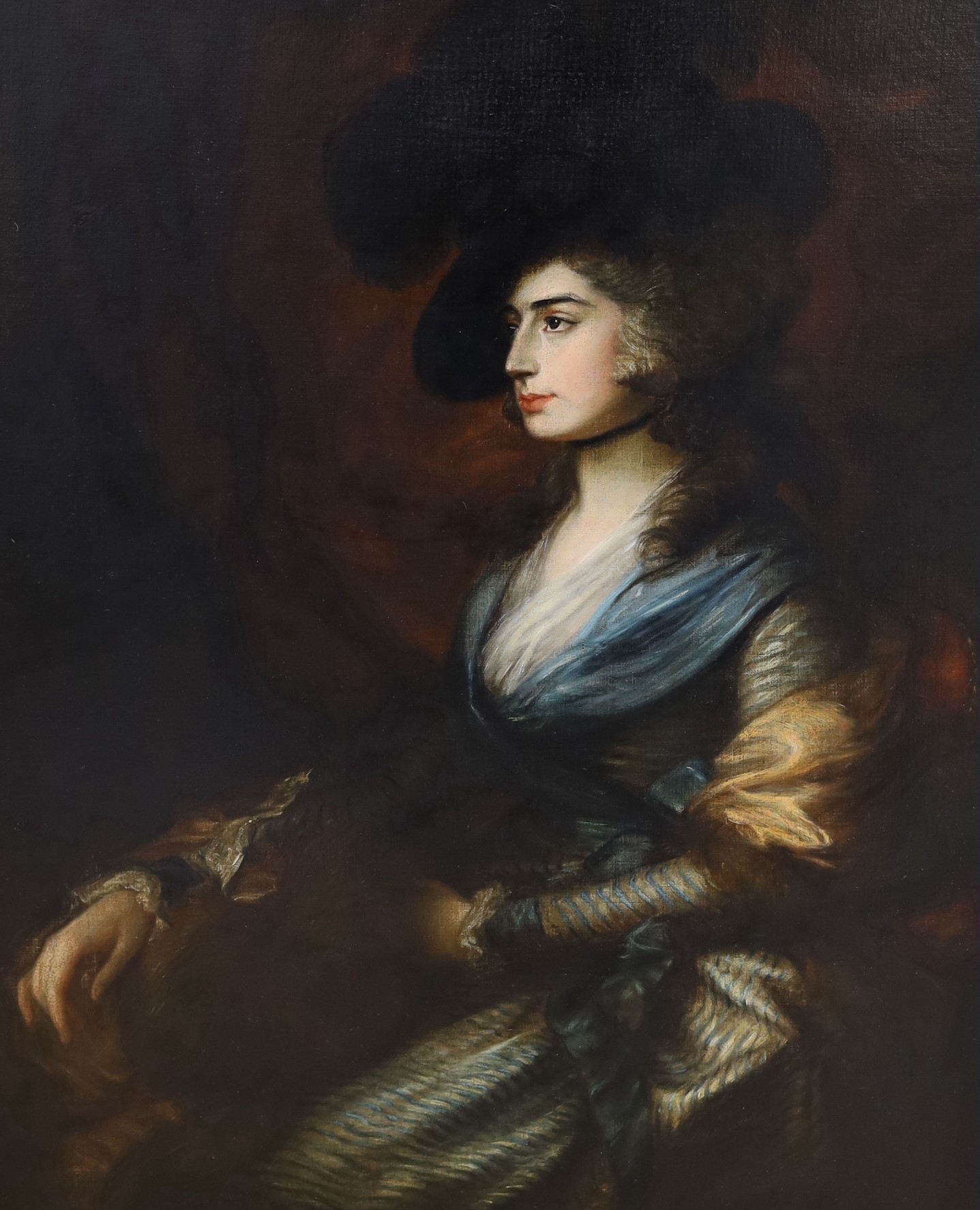 After Thomas Gainsborough (1727-1788), oil on canvas, Portrait of Sarah Siddons, 69 x 57cm